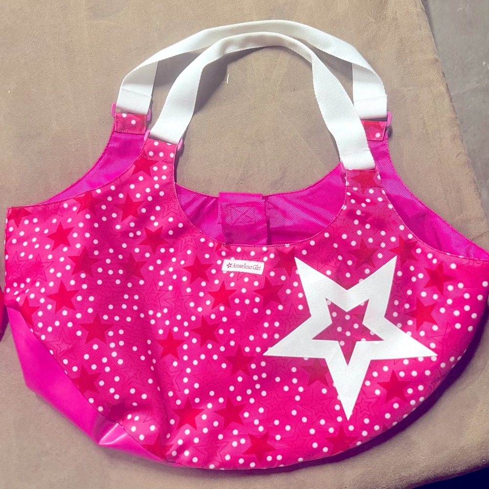 American Girl Doll Stars and Polka dot Doll carrying tote